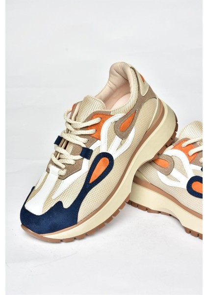 R312510504 Bej/lacivert Kumaş Kadın Spor Ayakkabı Sneakers fırsatları