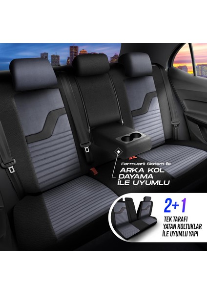 Panda Boston Serisi Velucantra Kumaş Oto Koltuk Kılıfı - Tam Set fırsatları