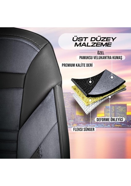 Panda Boston Serisi Velucantra Kumaş Oto Koltuk Kılıfı - Tam Set indirimleri