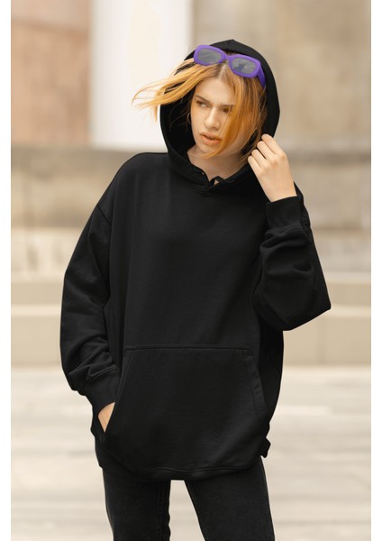 Kapşonlu Basic Sweatshirt Siyah Renk Hoodie fiyatları