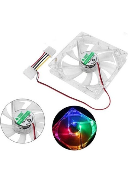 12V 12 cm Şeffaf Işıklı Kasa Içi Rgb Fan Molex Power Girişli Fan