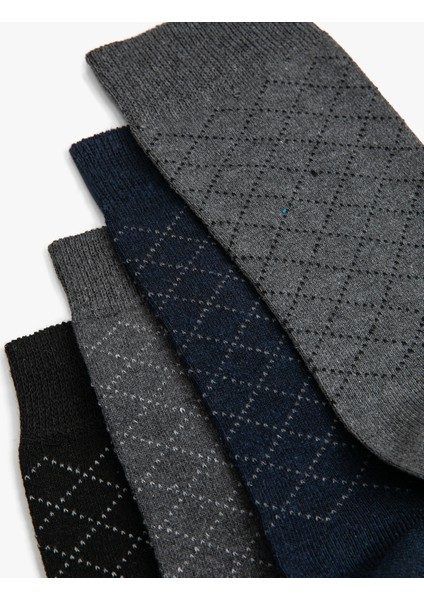 4'lü Soket Çorap Seti Geometrik Desenli Çok Renkli modelleri