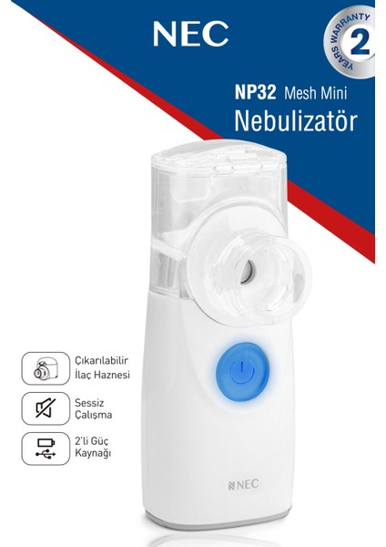 Taşınabilir Mini Mesh Nebulizatör Şarjlı Sessiz Hafif Hava Makinesi