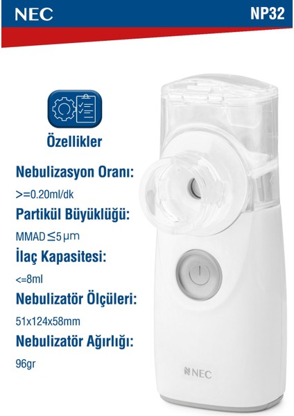 Taşınabilir Mini Mesh Nebulizatör Şarjlı Sessiz Hafif Hava Makinesi