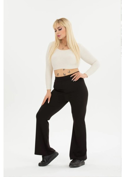 Kadın Büyük Beden Kışlık Içi Polarlı Şardonlu Fitilli Ispanyol Tayt Pantalon modelleri