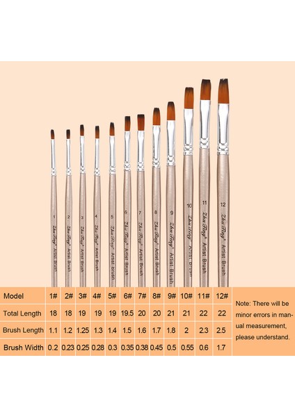 12 Adet Boya Fırçaları Seti Kiti Düz Gölgelendirici (Yurt Dışından)
