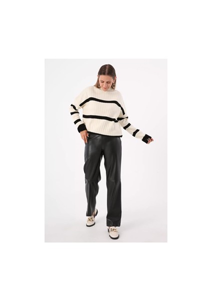 Dikiş Detaylı Deri Pantolon 77066SIYAH fiyatları