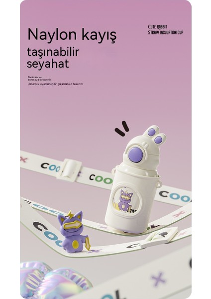 Waiwaitu Çocuk Termos Bardak Sevimli Taşınabilir Bayanlar Büyük Göbek Fincan 316 Paslanmaz Çelik Akıllı Su Bardağı (Yurt Dışından)