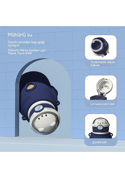 Termos Bardak Büyük Kapasiteli 316 Paslanmaz Çelik Su Isıtıcısı Astronot Sevimli Karikatür Çocuk Su Bardağı (Yurt Dışından) modelleri