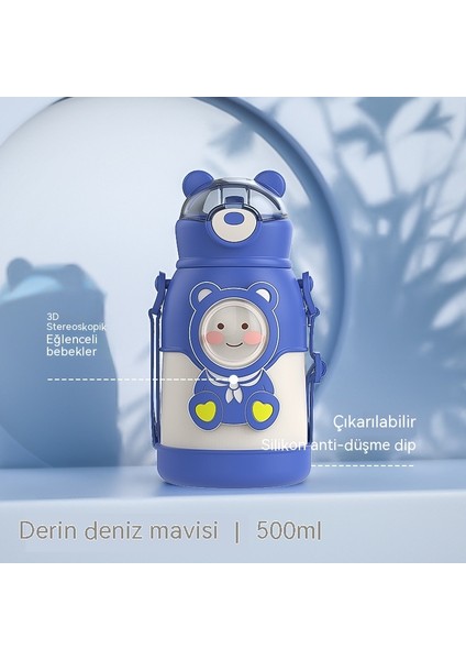Yeni Yüksek Yüz Değeri Taşınabilir Çocuk Termos Cam Karikatür Termos Tencere Öğrenci Kayış 316 Paslanmaz Çelik Pipet Su Bardağı (Yurt Dışından) modelleri
