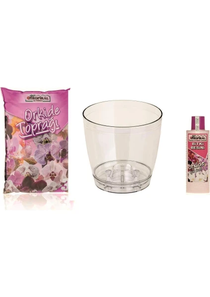 Orkide Toprağı + Saksısı (2.3l) + Besini 3'lü Set