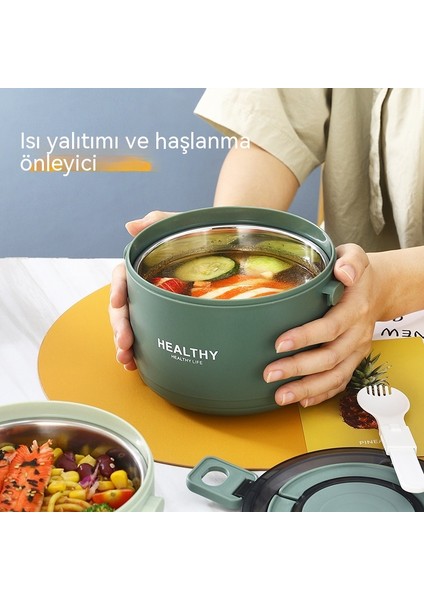 FastDeal Store 304 Paslanmaz Çelik Çok Katmanlı Yalıtım Yemek Kabı Kadın Bento Kutusu Yemek Kabı Ofis Çalışanı Öğrenciler Taşınabilir Pirinç Kovası Yalıtım Kovası (Yurt Dışından)