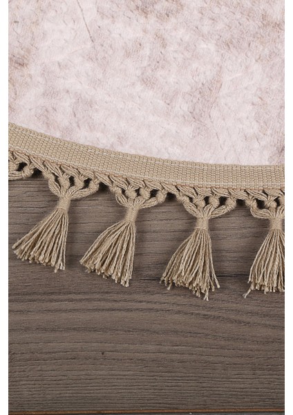 Nova Vizon Yuvarlak 120X120 cm Ponpon Saçaklı Kaymaz Tabanlı Makinede Yıkanabilir Banyo Paspası fiyatları