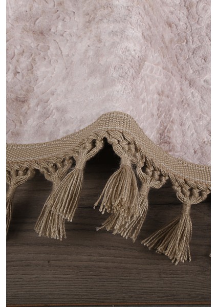 Nova Vizon Yuvarlak 120X120 cm Ponpon Saçaklı Kaymaz Tabanlı Makinede Yıkanabilir Banyo Paspası modelleri