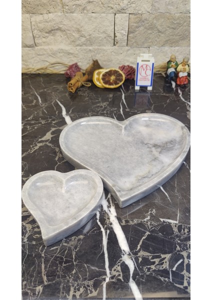 Mermer Kalp Sunumluk Tepsi Dekoratif Çerezlik 2 Parça indirimleri
