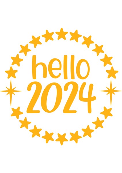 Dönen Yıldızlar ve Hello 2024 Yılbaşı Süslemeleri Yeni Yıl Vitrin Cam Sticker