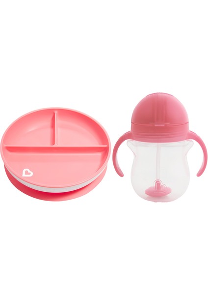 Sabit Vakumlu Beslenme Tabağı &tıklama Uçlu Pipetli Alıştırma Bardağı 6AY+ Pembe&pembe 2'li Paket fiyatları