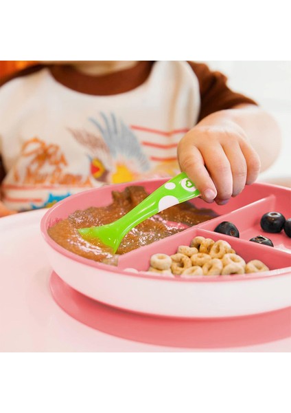 Sabit Vakumlu Beslenme Tabağı &tıklama Uçlu Pipetli Alıştırma Bardağı 6AY+ Pembe&pembe 2'li Paket indirimleri