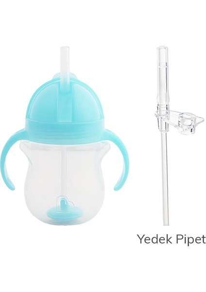 Tıklama Kilitli Uçlu Pipetli Alıştırma Bardağı, 6AY+, 207ML, Mavi,& Yedek Pipet 1 Adet