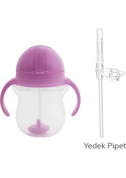 Tıklama Kilitli Uçlu Pipetli Alıştırma Bardağı, 6AY+207ML Mor & Yedek Pipet 1 Adet fiyatları