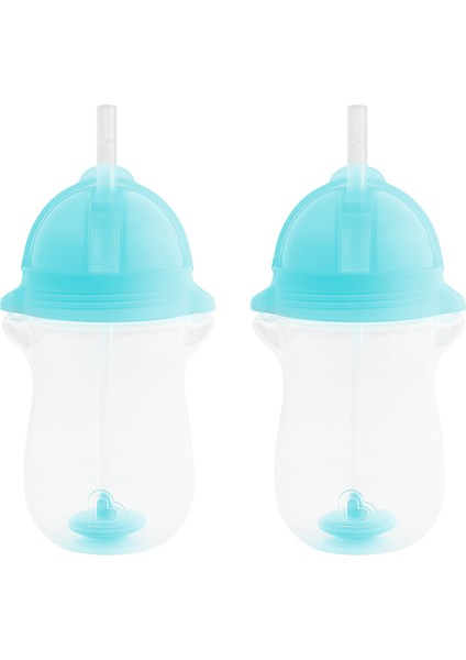 Tıklama Kilitli Uçlu Pipetli Alıştırma Bardağı 12AY+ 296 Ml, Mavi&mavi 2li Paket