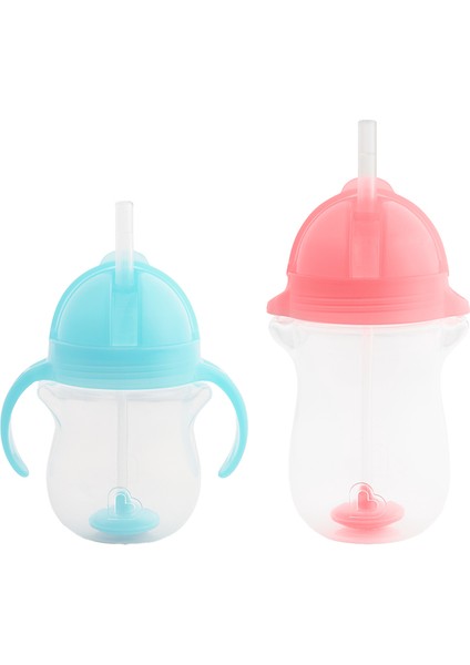 Tıklama Kilitli Uçlu Pipetli Alıştırma Bardağı 6AY+ 207 ml Mavi ve 12AY+ 296 ml Pembe