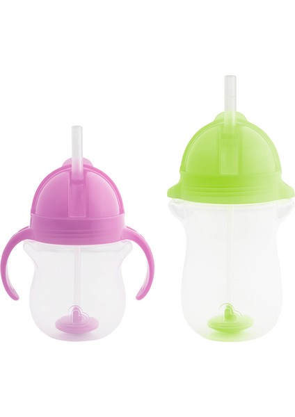 Tıklama Kilitli Uçlu Pipetli Alıştırma Bardağı 6AY+ 207 ml Mor ve 12AY+ 296 ml Yeşil