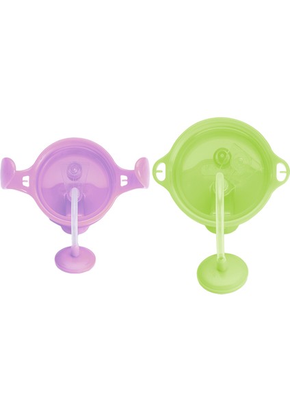 Tıklama Kilitli Uçlu Pipetli Alıştırma Bardağı 6AY+ 207 ml Mor ve 12AY+ 296 ml Yeşil