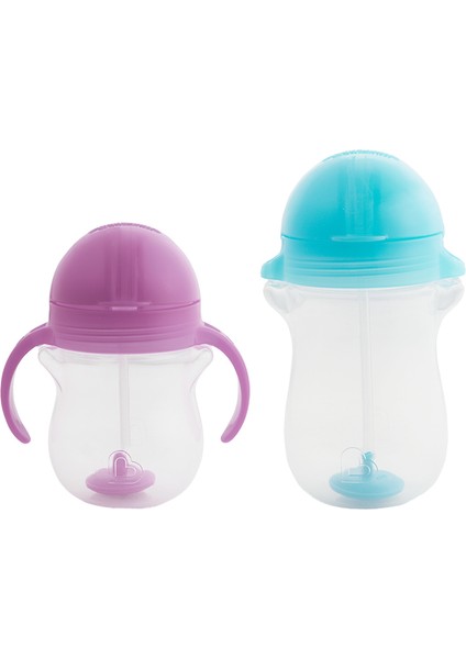Tıklama Kilitli Uçlu Pipetli Alıştırma Bardağı 6AY+ 207 ml Mor ve 12AY+ 296 ml Mavi fiyatları