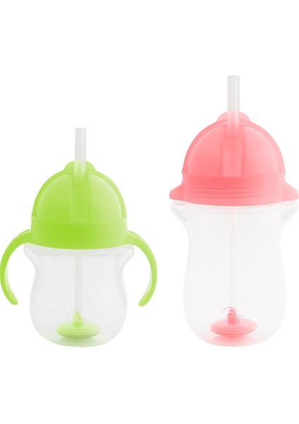 Tıklama Kilitli Uçlu Pipetli Alıştırma Bardağı 6AY+ 207 ml Yeşil ve 12AY+ 296 ml Pembe