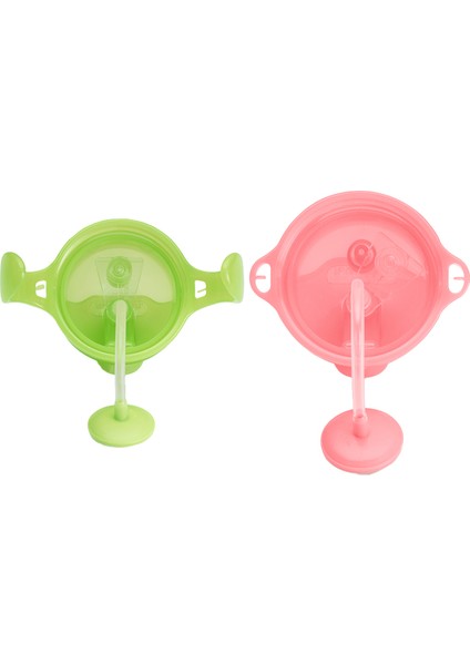 Tıklama Kilitli Uçlu Pipetli Alıştırma Bardağı 6AY+ 207 ml Yeşil ve 12AY+ 296 ml Pembe