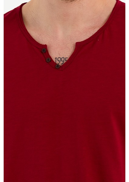 2135 Yeni Sezon Armut Yaka Düğme Detaylı T-Shirt indirimleri