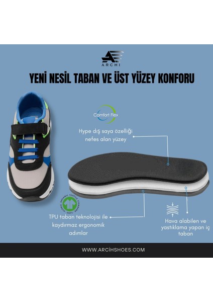 Günlük Çocuk Spor Ayakkabı Cırt Cırtlı Anatomik Esnek Taban