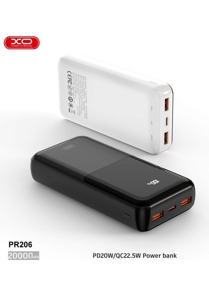 XO-PR206 Siyah 20.000 Mah Dijital Göstergeli 20W Taşınabilir Şarj Aleti Powerbank modelleri