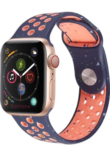 Apple Watch Watch 9 Ultra Uyumlu Kordon Kayış Renkli Pastel Boya Püskürtme Desenli Delikli Strap