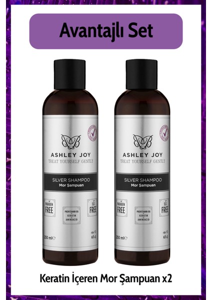 Platin,Sarı Saçlara Özel Turunculaşma Karşıtı Keratin Içeren Mor Şampuan 250 ml 2li Set