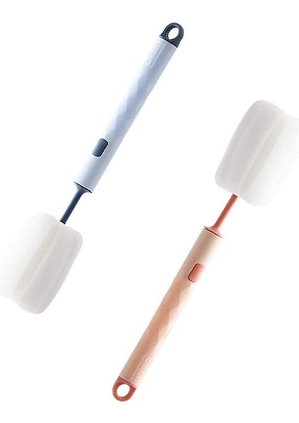 Sünger Şişe Temizleyici Uzun Saplı Fırça Şişe Temizleme Fırçası Şişeleri Temizlemek Için Çıkarılabilir Şişe Fırçası Mavi Pembe 2 Adet (Yurt Dışından)