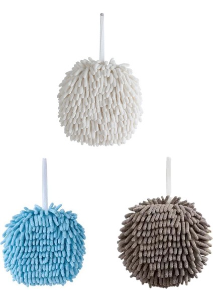 3 Adet Banyo El Havlusu Şönil Asma El Havlusu Topu Mikrofiber Kabarık Emici Yumuşak Küçük Banyo Havlusu Döngüler ile (Yurt Dışından)