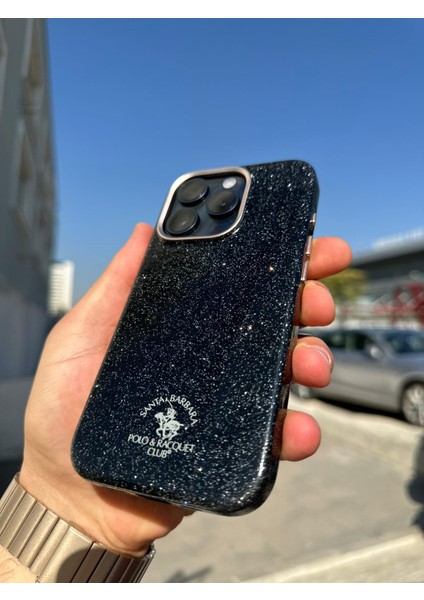 iPhone 15 Pro Kılıf Santa Barbara Polo Racquet Club Simli Göz Kamaştırıcı Luxury Işıltılı Kapak