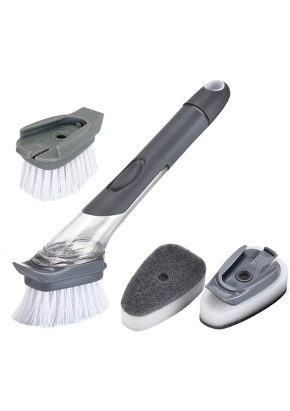 4 Paket Değiştirilebilir Fırçalar Bulaşık Fırçası Yedekleri, Bulaşık Yıkama Için 2'si 1 Arada Sünger ve Kıl Fırçalar, Kolay Temizlenen Mutfak Fırçası (Yurt Dışından)
