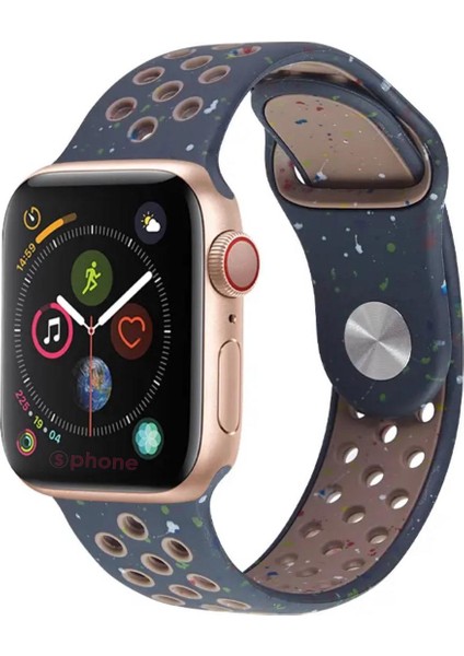 Apple Watch Watch 9 Ultra Uyumlu Kordon Kayış Renkli Pastel Boya Püskürtme Desenli Delikli Strap