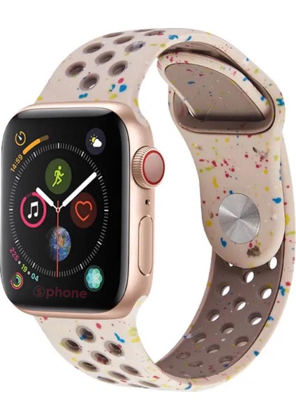 Apple Watch Watch 9 Ultra Uyumlu Kordon Kayış Renkli Pastel Boya Püskürtme Desenli Delikli Strap