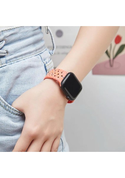 Apple Watch Watch 9 Ultra Uyumlu Kordon Kayış Renkli Pastel Boya Püskürtme Desenli Delikli Strap