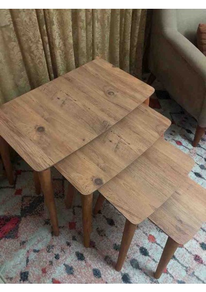 komple MDF 4 lü zigon sehpa yan sehpa servis sehpası
