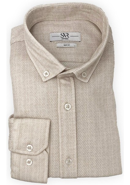 Trend Dar Kalıp Spor Dekor Desenli Gömlek