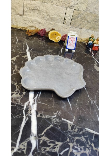 Mermer Istiridye Sunumluk Tepsi Dekoratif Çerezlik Kase Tabak