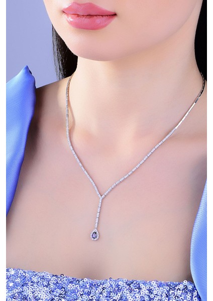 925 Ayar Gümüş Damla Pırlanta Montür Su Yolu Bayan Düğün Seti Kolye,bileklik,küpe,yüzük fiyatları