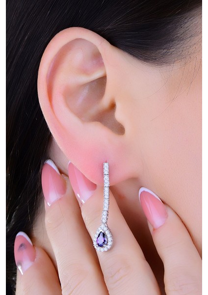 925 Ayar Gümüş Damla Pırlanta Montür Su Yolu Bayan Düğün Seti Kolye,bileklik,küpe,yüzük fırsatları