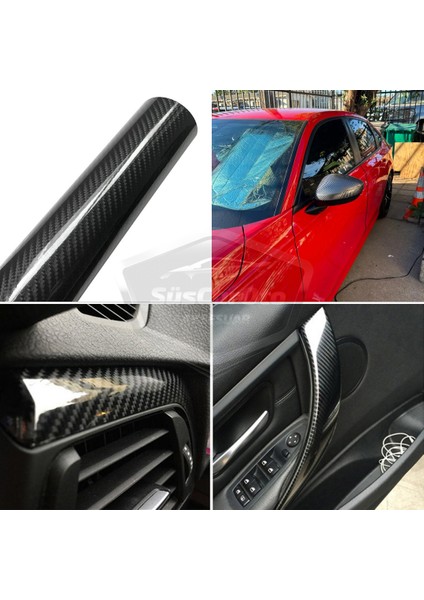 5d Ultra Parlak Karbon Fiber Folyo Film 30 X100 cm Hava Kanallı Yapışkanlı Laptop Cep Telefonu Araç Kaplama Folyosu Çok Amaçlı Jelatinli Siyah