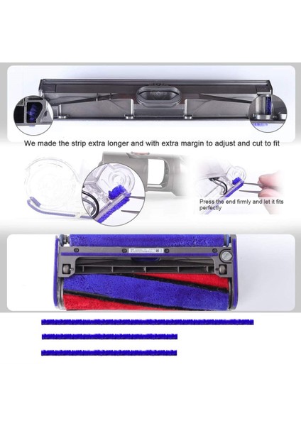 【gui Xulian】2x Yedek Alt Şerit Peluş Şerit Keçe Şerit V6 V7 V10 Elektrikli Süpürge Yumuşak Rulo Kafa Aksesuarları (Yurt Dışından) modelleri